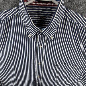 Paul & Shark Button-Down Striped 43 Blue Long Sleeve Nautical Shirt Men Pocket